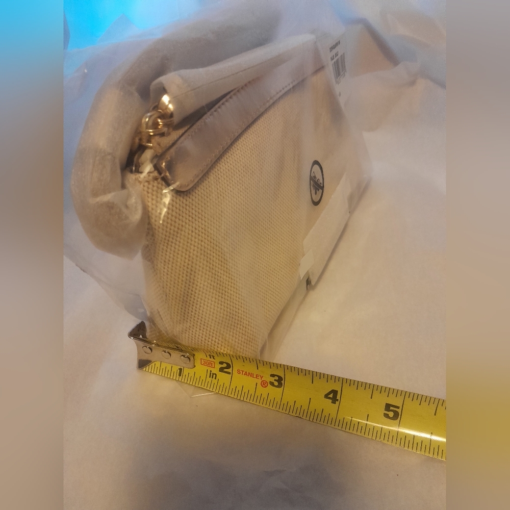 New Michael Kors Talia Cotton Wristlet In Nat/Gold 8" By 5" By 2" NWT
